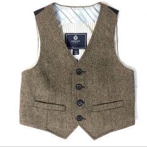 Crewcuts Boys Tan Herringbone Wool Vest sz 3